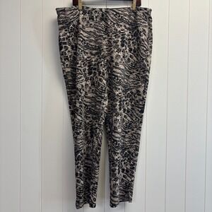 Chicos Weekends Women Mob Wife Animal Print Stretchy Pants Size XL Old Money